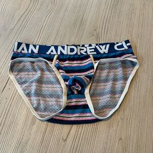 Andrew Christian Men's Mesh Multicolor Striped Briefs